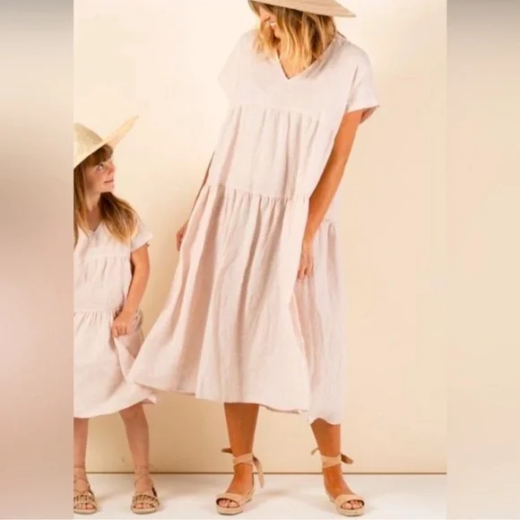 Rylee + Cru Vienna - 100% Linen Midi Dress Small - Like New - Picture 2 of 5